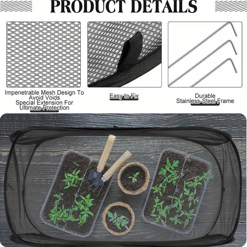 Foldable Plant Protection Netting Raised Beds Bird Control Garden Row Covers with Ground Stakes Mesh Plant Cage Flower Beds Oasis Select