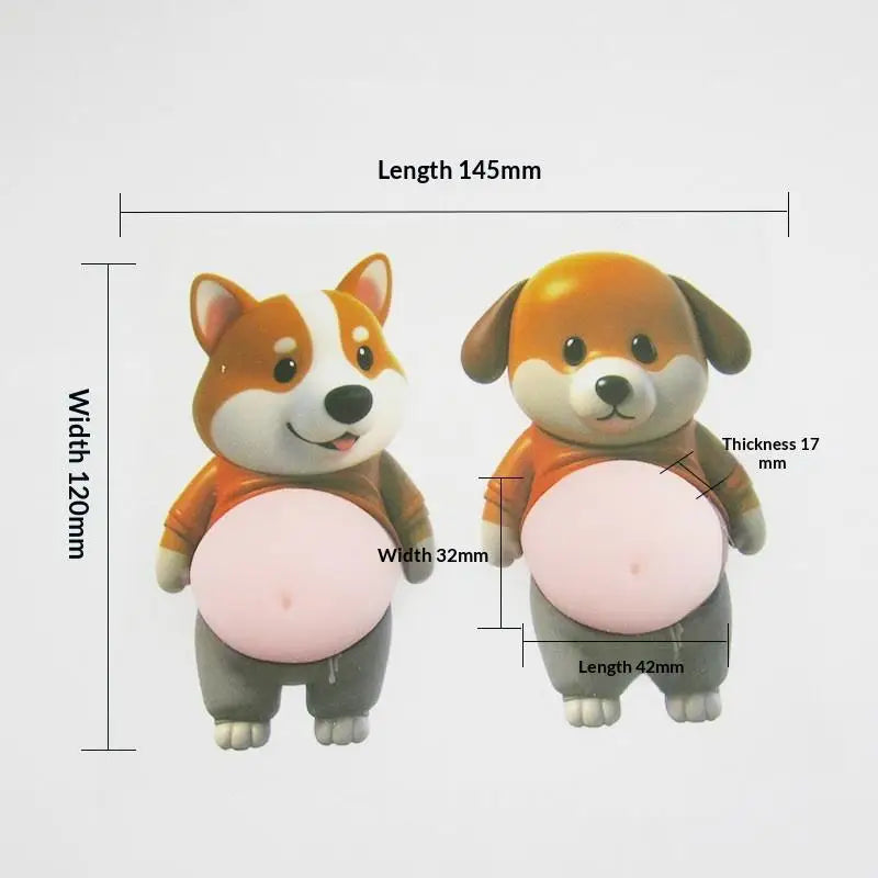 2pcs 3D Shiba Inu Stickers Cute Orange Chubby Silicone Self-Adhesive Decals for Apparel Oasis Select B