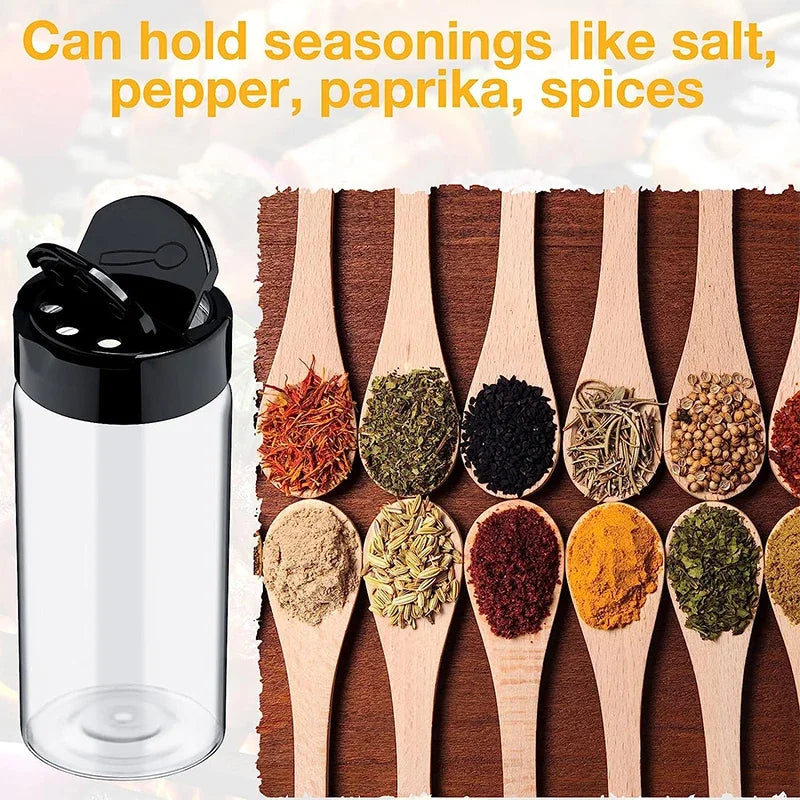 16pcs Spice Jars with Shaker Lids Labels Plastic Clear Seasoning Bottle for Herbs Powders Salt Pepper BBQ Condiment Box Oasis Select
