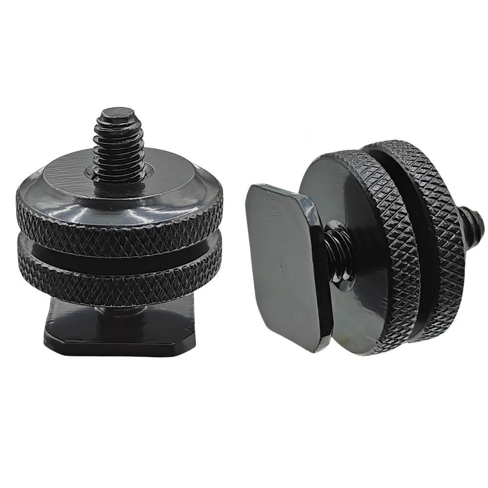 Dual Nut 1/4" Cold Shoe Hot Shoe Mount Adapter | Camera Bracket