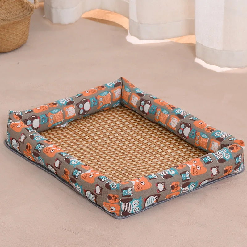 Pet Ice Mat, All-season Dog Bed Mat, Summer Cooling, Wear-resistant, Square Pet Bed Oasis Select Coffee Owl XL 85x59cm