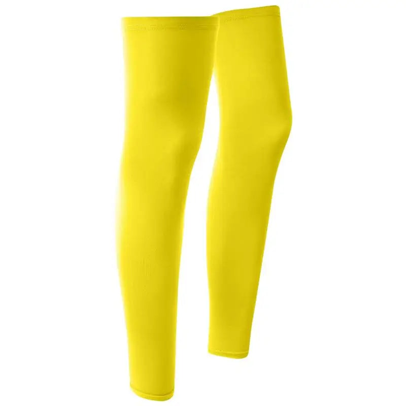 2PC Summer Running Cycling Legs Sleeve Ice Silk Protection Compression Non-Slip Leg Warmer Cooling Sport Gear Sunscreen Leggings Oasis Select Yellow