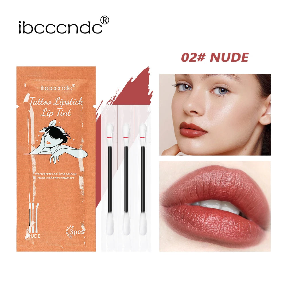 New Cotton Swab Lip Gloss Tattoo Lipstick Velvety Waterproof Matte Lip Gloss Portable Lip gloss Women Use Of Vacation Tourism Oasis Select 02 nude