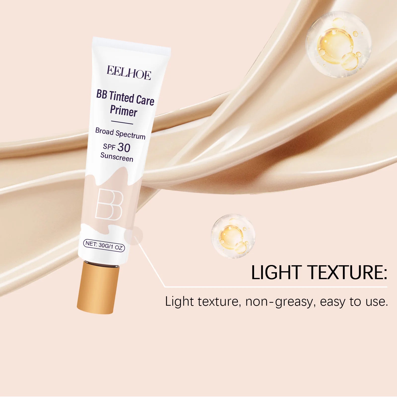 Tinted BB Cream with SPF 30 Full Coverage Invisible Pores Acne Brightening Niacinamide Nude Makeup Facial Foundation Waterproof Oasis Select