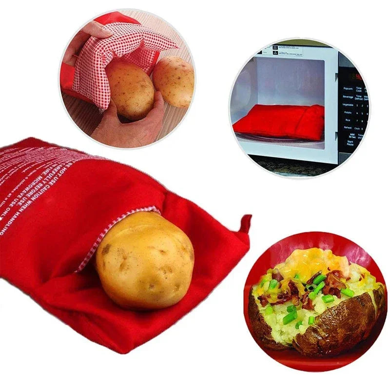 Baked Potato Microwave Bag - Reusable Pouch and Potato Cooker for Perfect Potatoes in 4 Minutes - Quick & Easy Kitchen Gadget Oasis Select