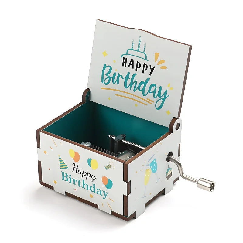 Hot selling Birthday Series Art Six sided Painted Hand cranked Music Box Birthday Gift for Friends Home Decor Oasis Select 5