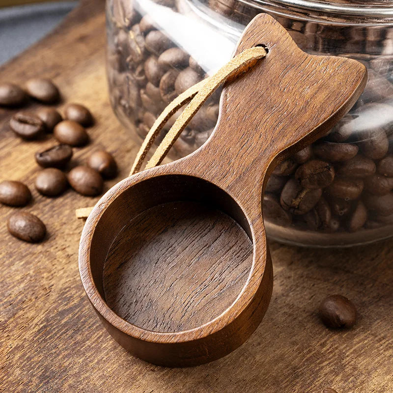 Walnut Wood Coffee Beans Solid Wood Measuring Spoon Coffee Powder Weighing Wooden Short Handled Coffee Spoon Oasis Select
