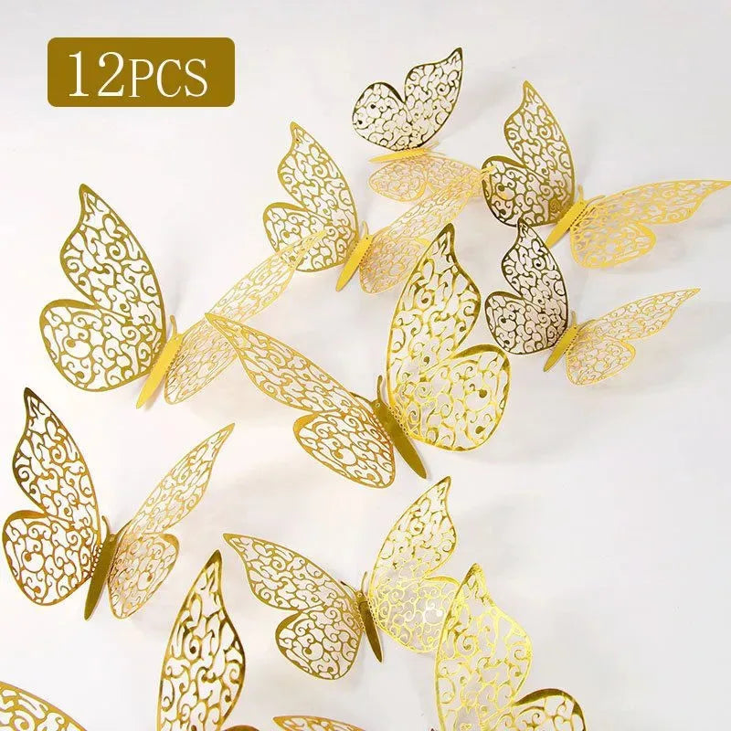 12-Pack 3D Laser Butterfly Wall Stickers – Party & Home Decor 3D Wall Stickers Oasis Select A
