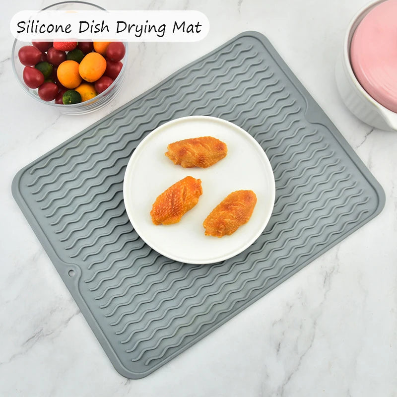 Silicone Dish Drying Mat Protector Sink Mat Table Kitchen Home Anti Slip Drying Dishes Drain Mat Heat Resistant Kitchen Sink Mat Oasis Select