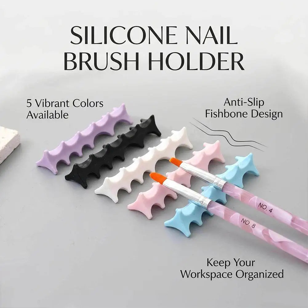 Soft Silicone Nail Pen Holder Brush Rack Shelf UV Gel Brush Display Stand Makeup Painting Pen Rest Organizer Nail Art Manicure Oasis Select