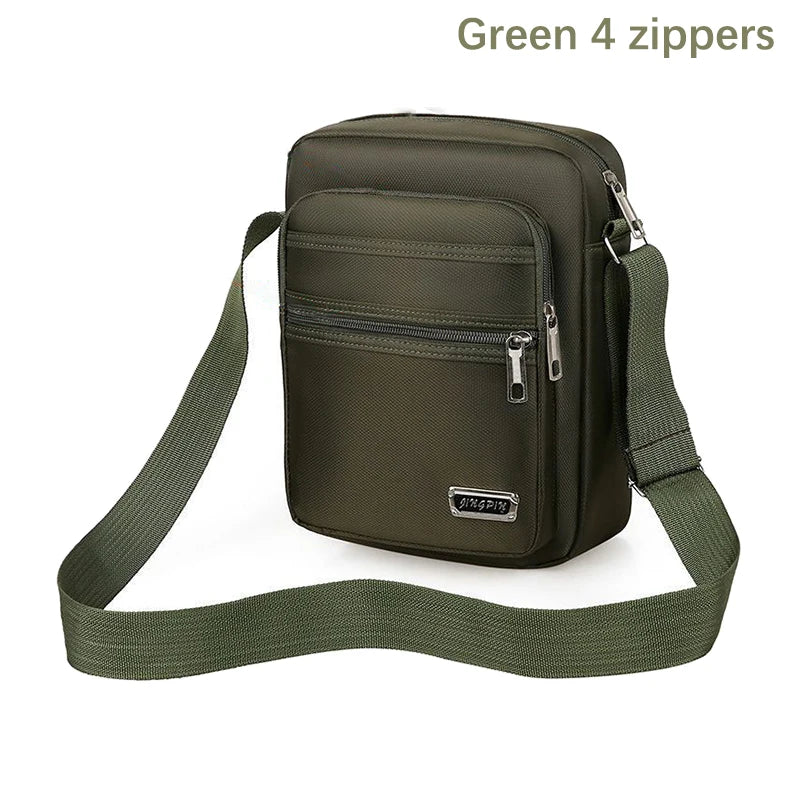 Men's Nylon Waterproof Crossbody Bag – Multi-Pocket Shoulder Crossbody Shoulder Bag Oasis Select Green 4 zippers