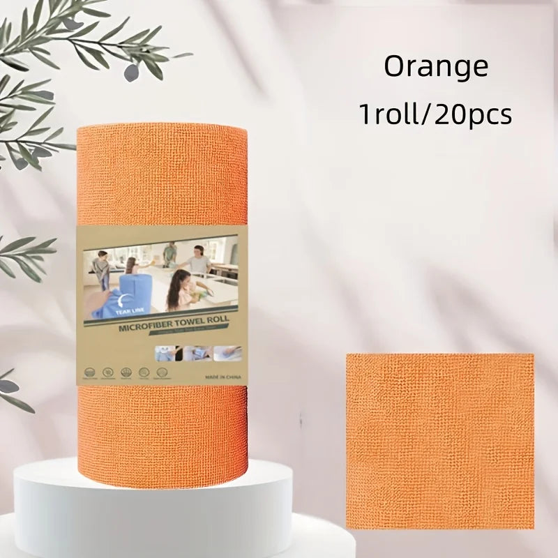 4M Reusable Kitchen Dish Cloth Roll Washable Cleaning Wipes Paper Towel Alternative Absorbent Rag for Living Room Bedroom Oasis Select 1 roll Orange
