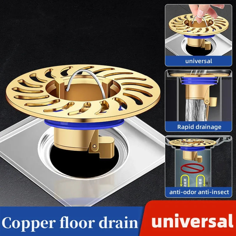 All-copper Floor Drain Core Floor Shower Drain Stopper Insectproof Anti-odor Deodorization Toilet Kitchen Bathroom Toilet Sewer Oasis Select