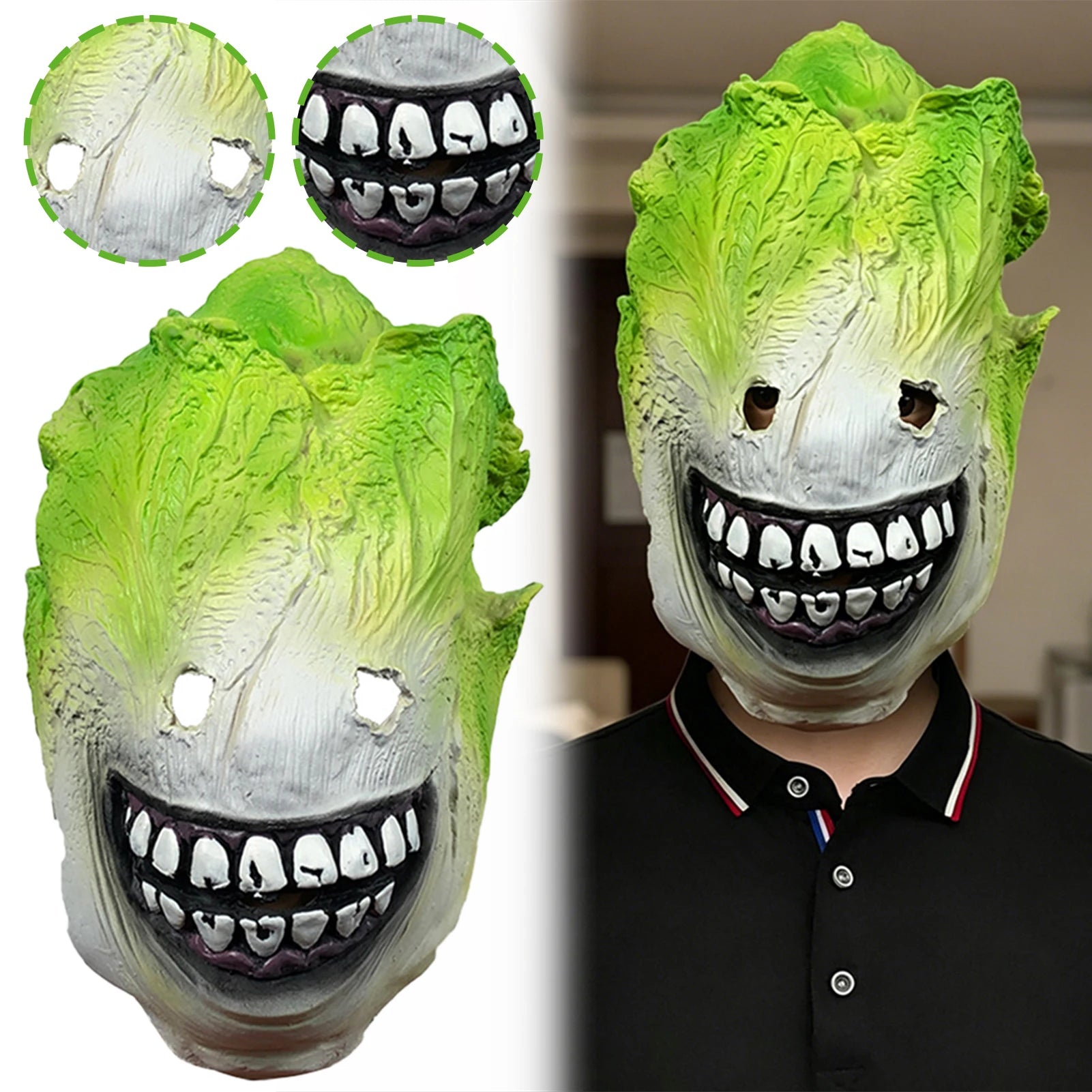 Funny Cabbage Head Mask – Silicone Novelty Costume Party Prop