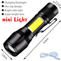 Mini LED Flashlight Super Bright With COB Side Light Rechargeable Handheld Flashlight For Outdoor Emergency Light For Camping Oasis Select Mini Torch