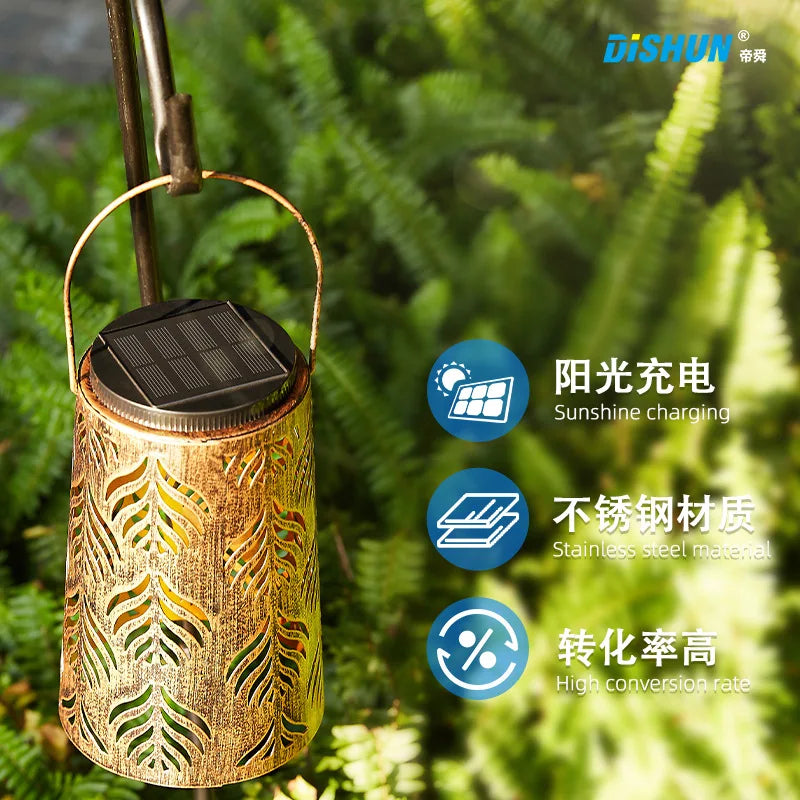 Solar-powered Hanging Lamps, Garden Lamps, Outdoor Landscape Balconies, Home Decoration, Garden Retro Iron Lanterns Oasis Select Whitelightwarmlight