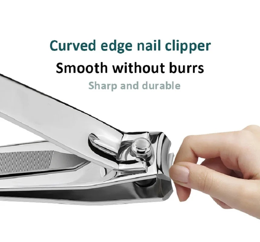 Stainless Steel Nail Clipper with Curved Blade & Swing File