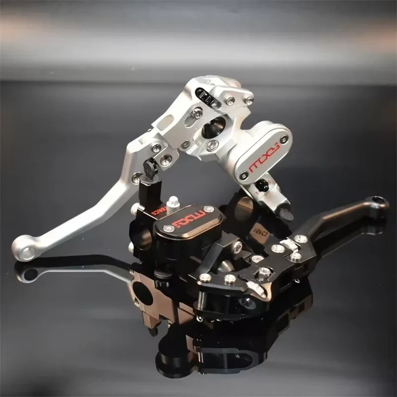 MXS CNC 16mm Piston Straight Push Brake Master Cylinder, Adjustable Lever Distance &Torque,Motorcycle Oasis Select Black on the right