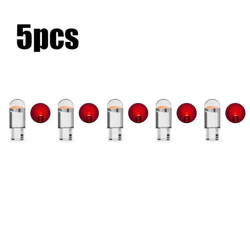 5/10/15pcs 5W LED Canbus T10 Car Lights COB Glass Interior Parts Bulbs 6000K White Auto License Plate Lamp Dome Read Light 12V Oasis Select 5pcs Red