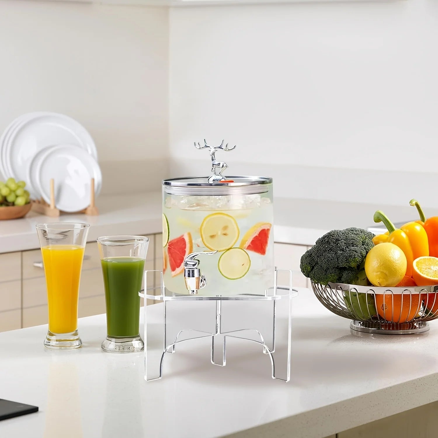 Acrylic Display Stand For Jar Dispenser Water Juice Drink Clear Round Holder Tabletop Rack Oasis Select