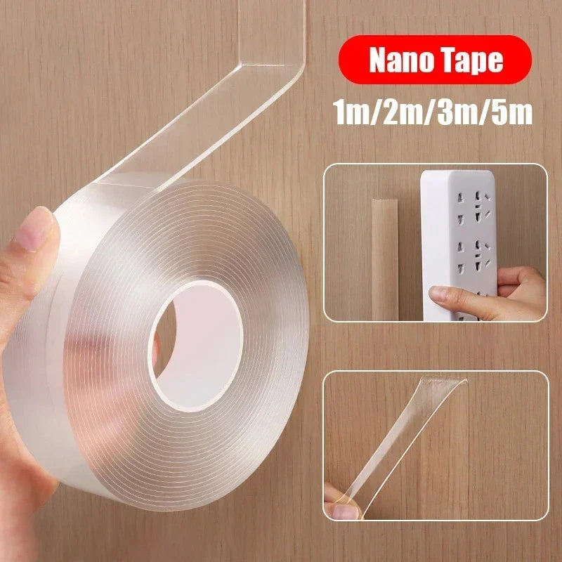 5m/3/2m/1m Nano Tape Extra Strong Double Sided Adhesive Tape Transparent No Trace Reusable Waterproof Adhesive Tape Home Oasis Select 3.28 feet(1 m) 1mm 20mm