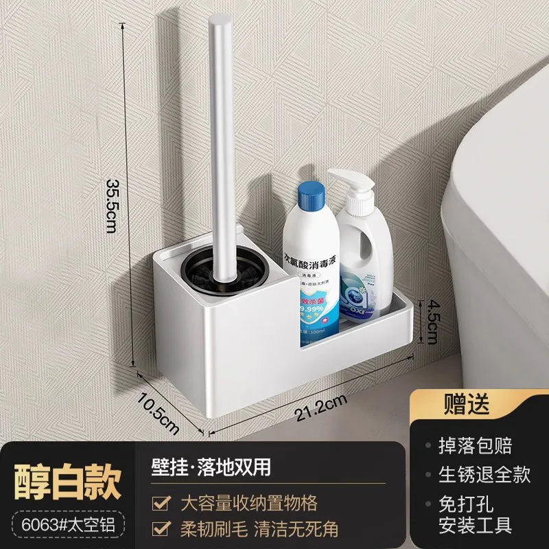 Toilet Brush, Shelf, No Punching, Household No Dead Ends, Toilet Brush, Toilet, Bathroom Toilet, Cleaning Artifact Oasis Select White Shelf