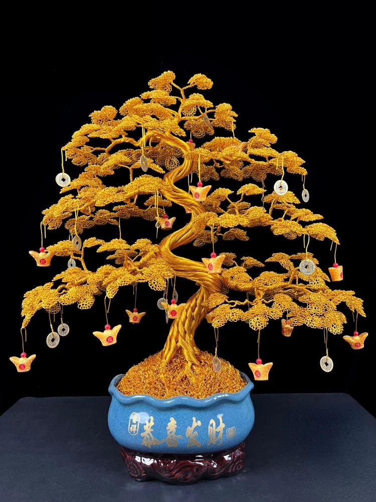 Cash cow handicraft fortune tree fortune decoration wine cabinet decoration living room office shop opening gifts Oasis Select