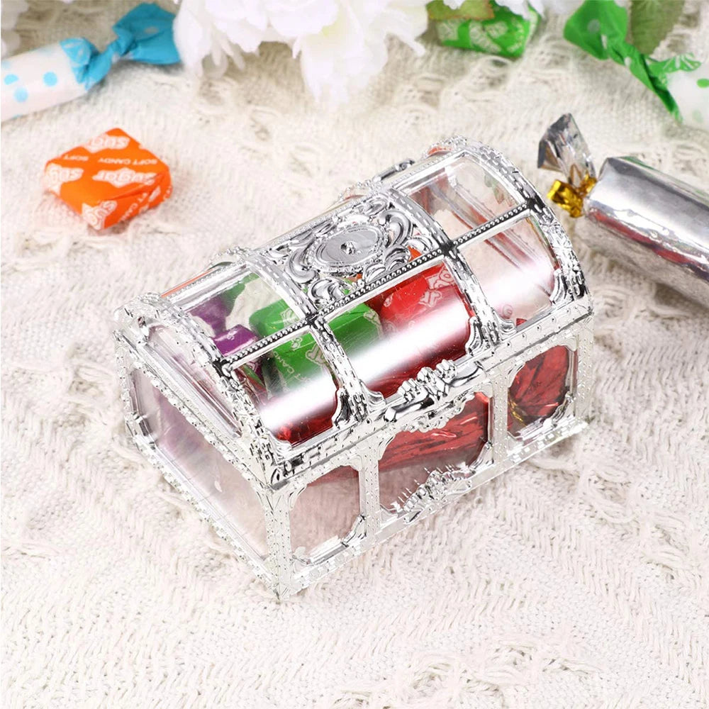 Retro Treasure Chest Mini Storage Box, Transparent Pirate Candy Jewelry Display Box, Suitable For Weddings, Parties, Birthday Oasis Select