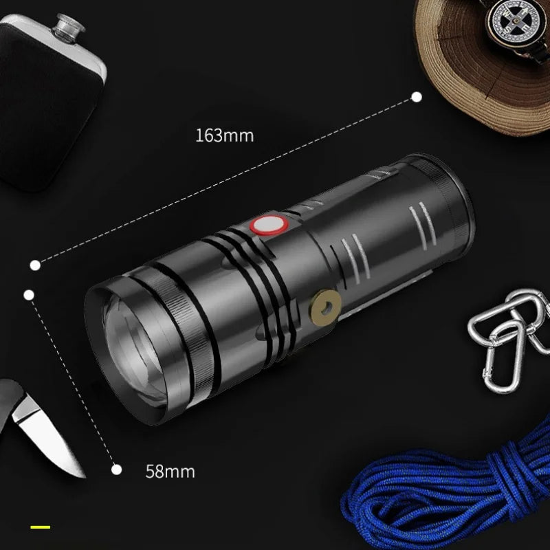 SHINEKNOT 800LM Zoomable Night Fishing Flashlight | USB Rechargeable