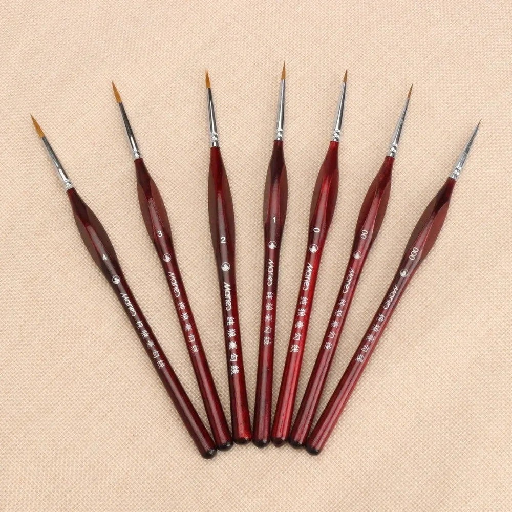 7Pcs Paint Brush Set Professional Sable Hair Art Nail Painting Drawing Pen Oasis Select