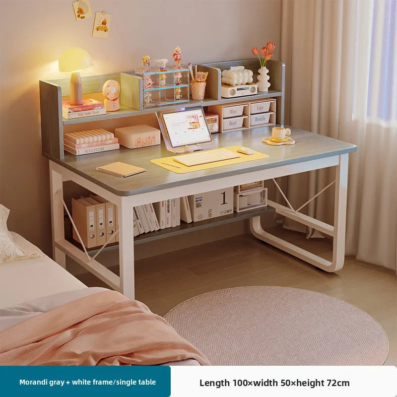 Desk bookshelf integrated student writing desk simple office desk and chair combination computer desk Oasis Select Grey-100cm