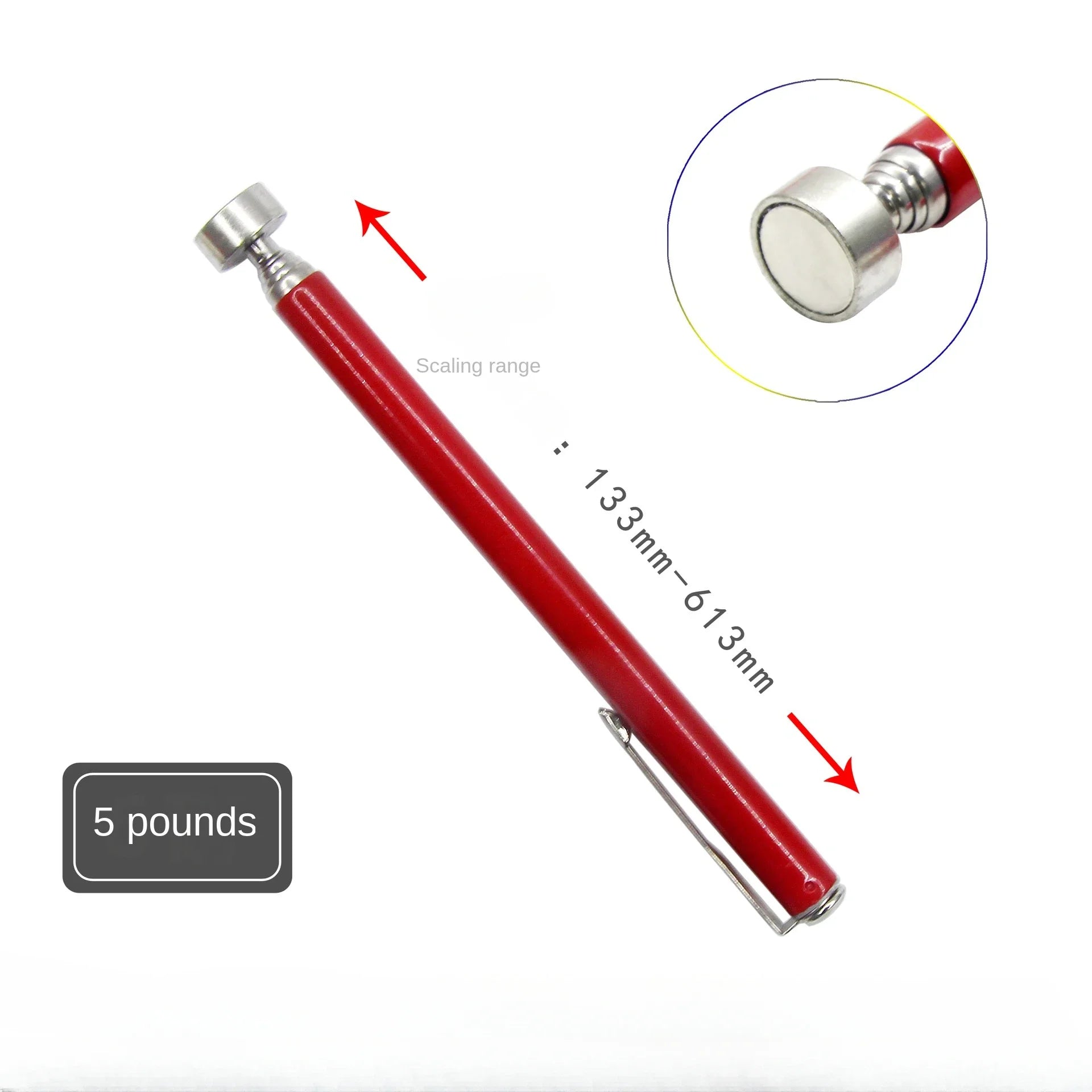 1/3/5PCS Telescopic Magnetic Pickup Tool with LED Light Extendable Metal Magnet Stick for Auto Repair and Metal Parts Retrieval Oasis Select 3PCS 5LB-Red