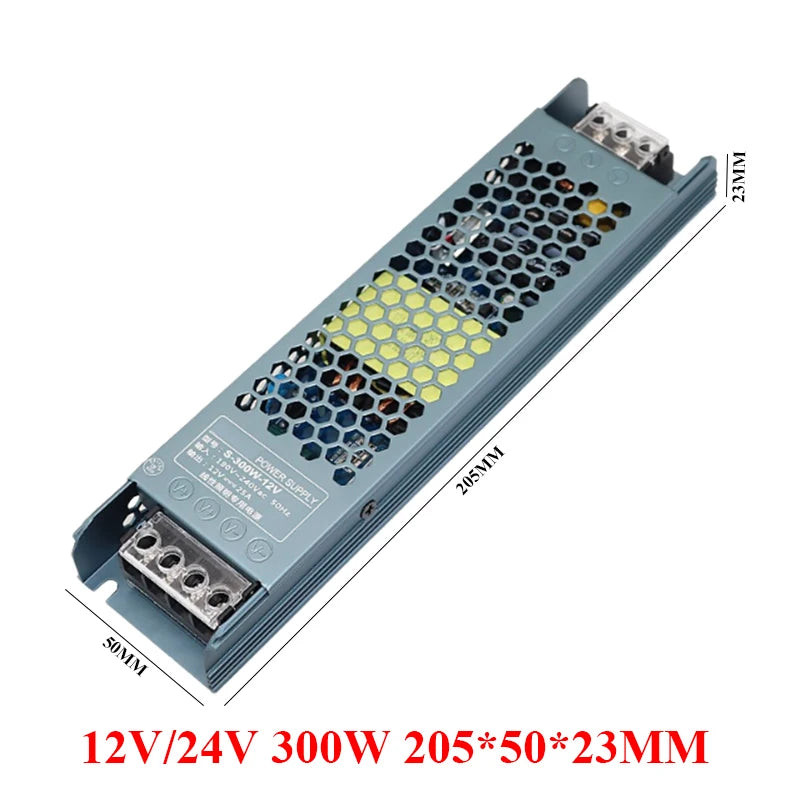 Power Supply 12V 24V Transformer AC 220V TO DC 24V 12V 60W 100W 150W 200W 300W 400W Ultra Thin Power Supply For LED Strips Lamp Oasis Select 300W AC175V-265V 24V