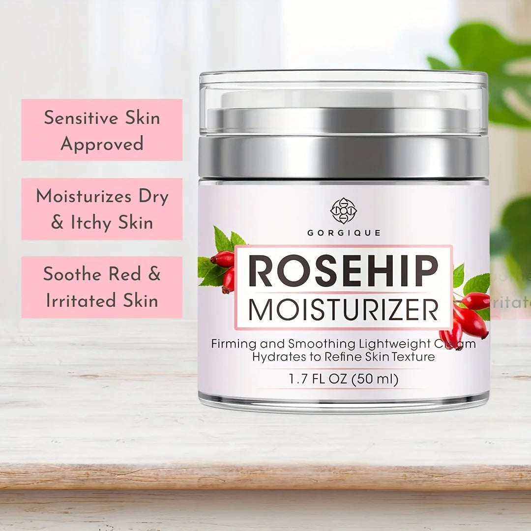 GORGIQUE Rosehip Glow Moisturizer – Face, Neck & Décolleté Rosehip Face Cream Oasis Select