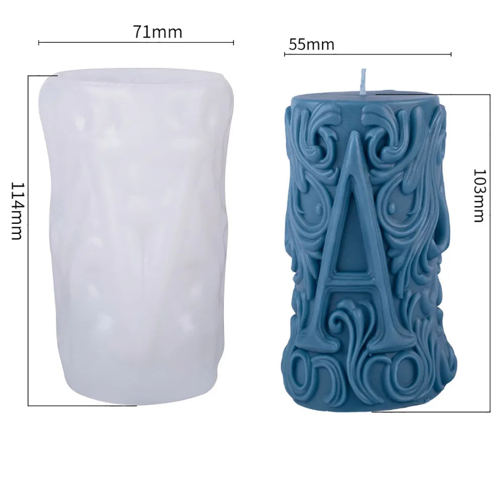 3D Letter Relief Cylindrical Candle Silicone Mold Creative Artistic Design Relief Resin Mould DIY Craft Home Decor Oasis Select ZL-935
