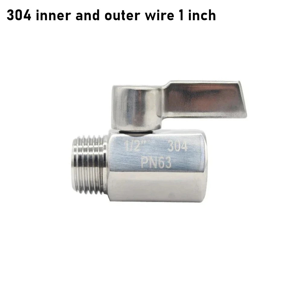 304 Stainless Steel Mini Ball Valve 1 2 3 4 6 Points PN63 Internal Thread External Thread for Water Oil Acid Two-way Ball Valve Oasis Select DN25 1 inch A