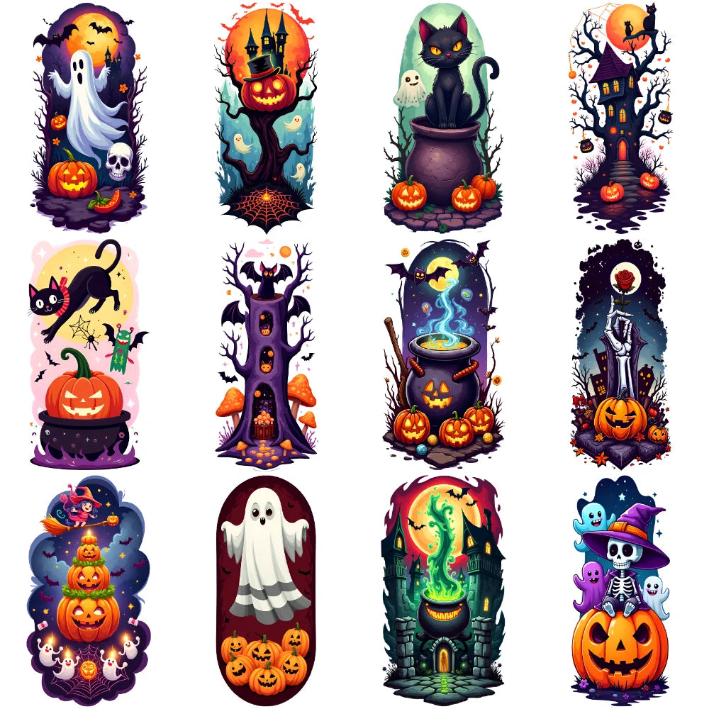 12-Piece Halloween Spooky Temporary Tattoo Stickers for Adults Temporary Tattoo Stickers Oasis Select 2A-12X7cm