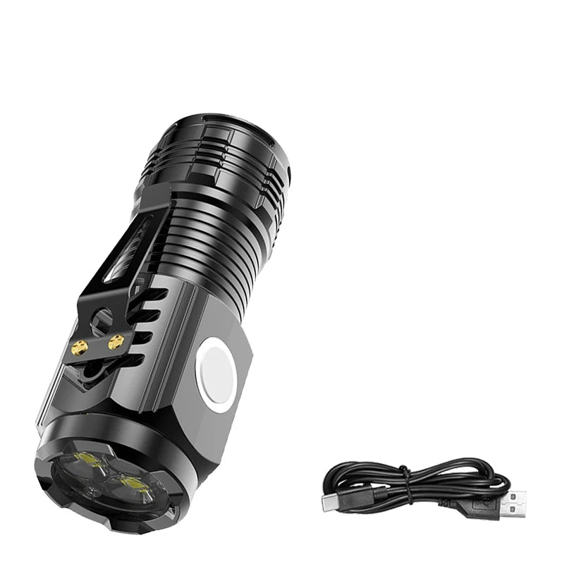 Mini LED Flashlight Type-C Rechargeable | 5 Modes & Pen Clip