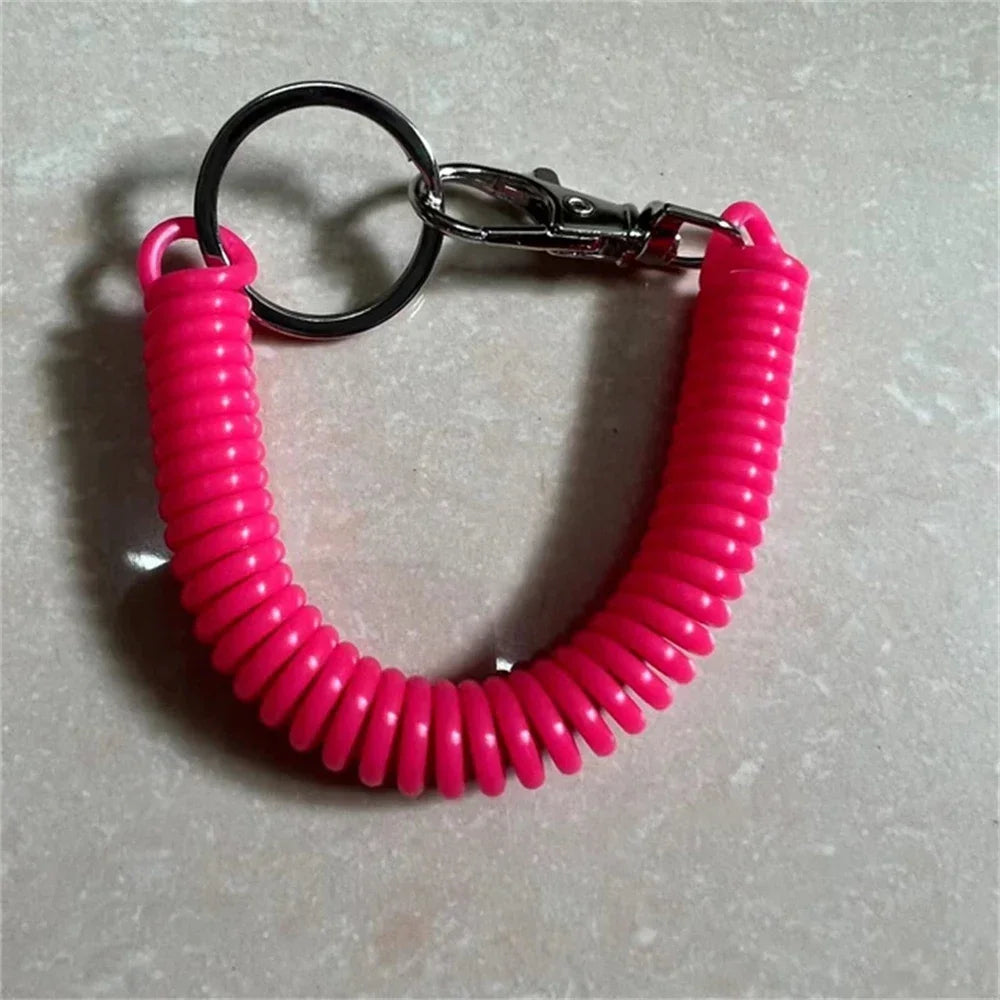 1/2/4pcs Spiral Telescopic Spring Coil Keychain Anti-Theft And Anti Loss Pull Rope Safety Keyring, With Metal Lobster Buckle Oasis Select H
