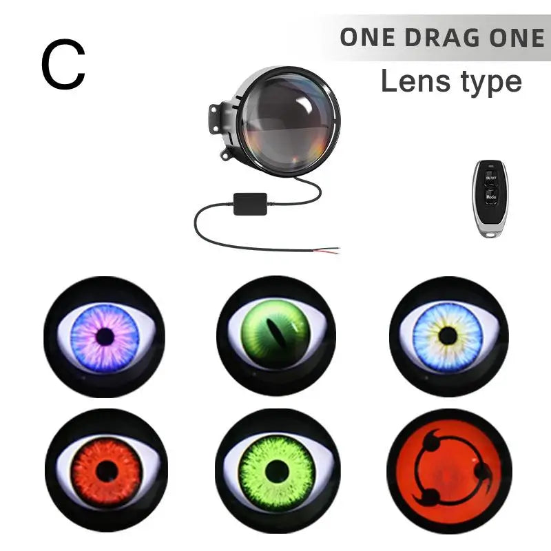 Car Devil Eye LED Headlight 6 Low Light Modes Control The Atmosphere In The Car Universal Motorcycle Lens Headlight Oasis Select C