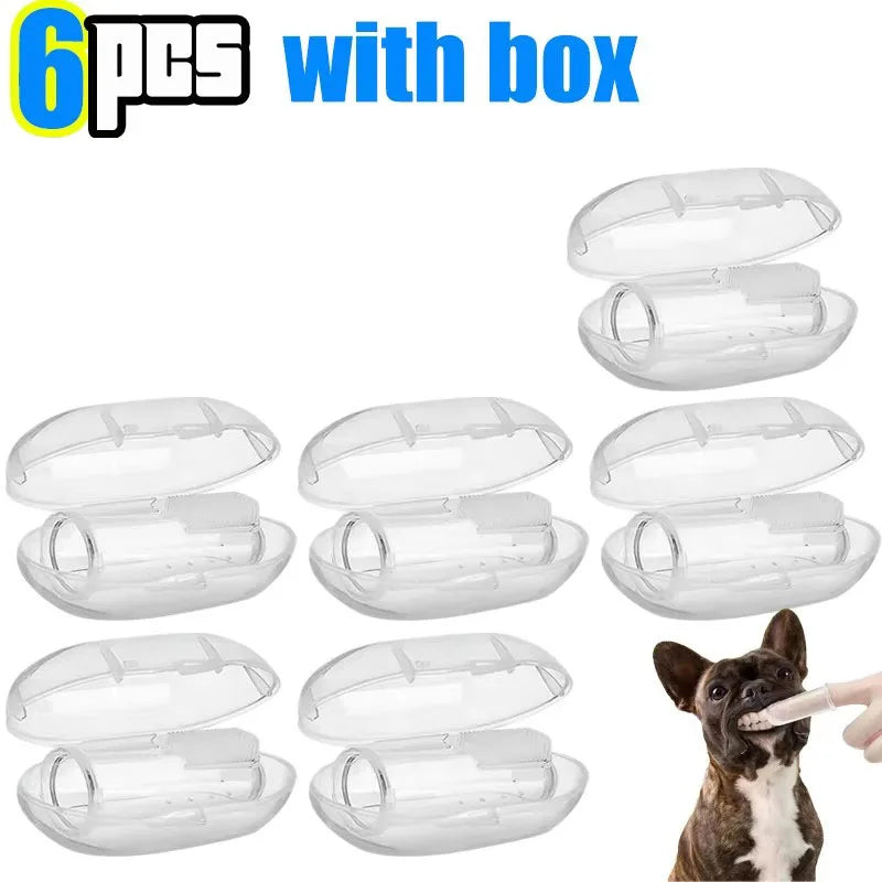 1/3/6Pcs Cat Dog Toothbrush Silicone Puppy Cat Finger Sleeve Toothbrushs Pet Finger ToothbrushPet Cleaning Supplies Oasis Select 6pcs with white box