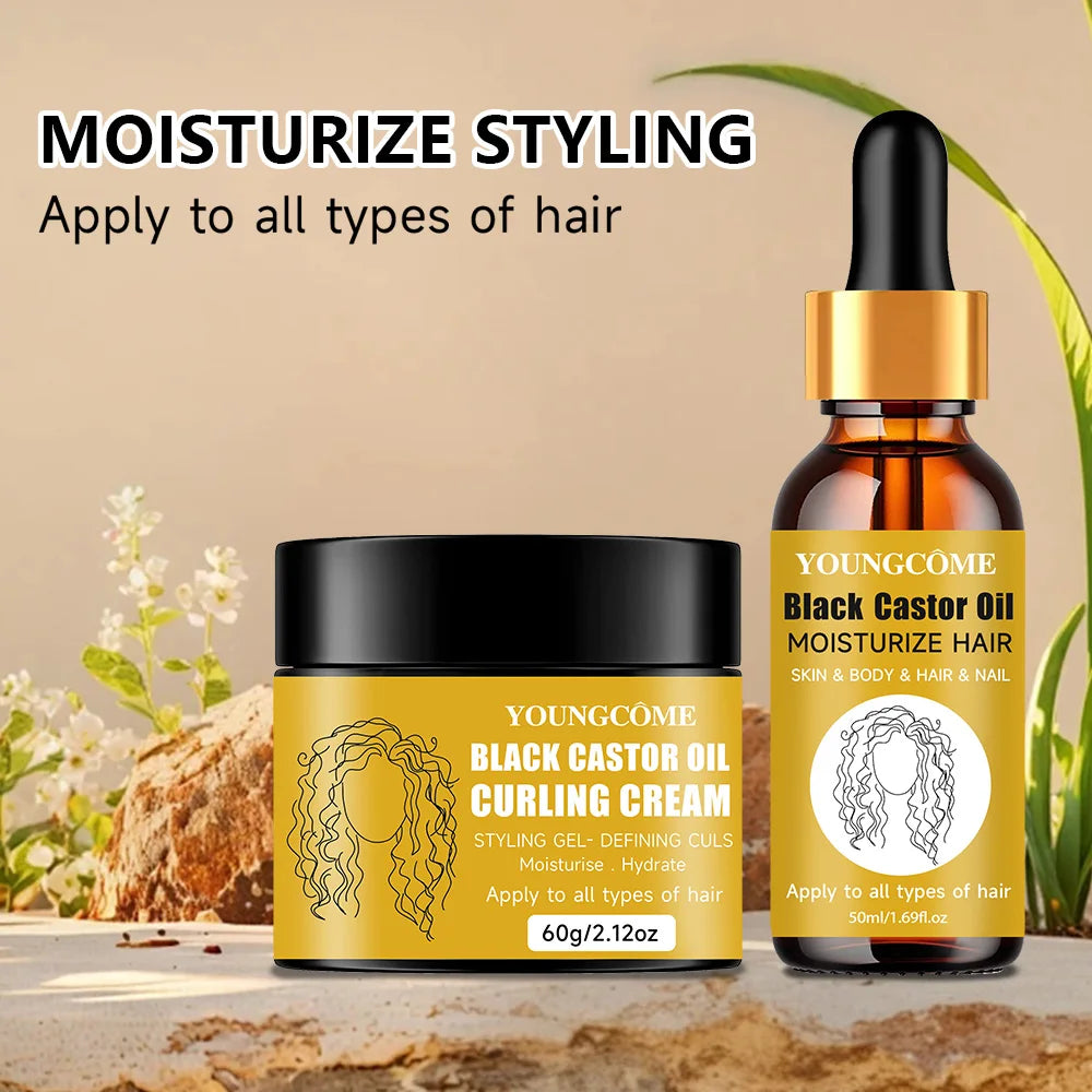 Jamaican Black Castor Oil & Curling Cream Duo | Hair Growth Hair Growth Oil Oasis Select
