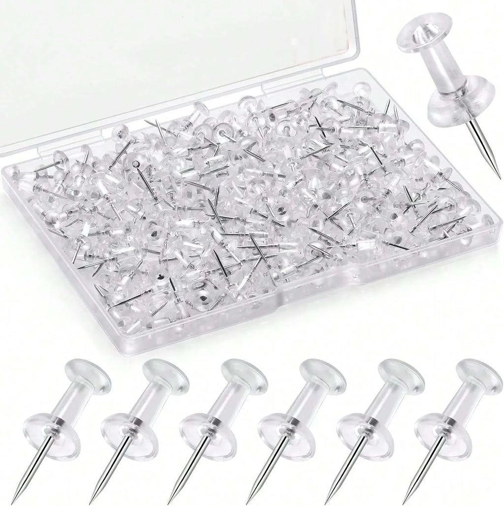 1box Clear Push Pins, Standard Thumb Tacks for Bulletin Board,Pin Tacks for Wall Cork Board Maps Photos Calendar Hangings Oasis Select