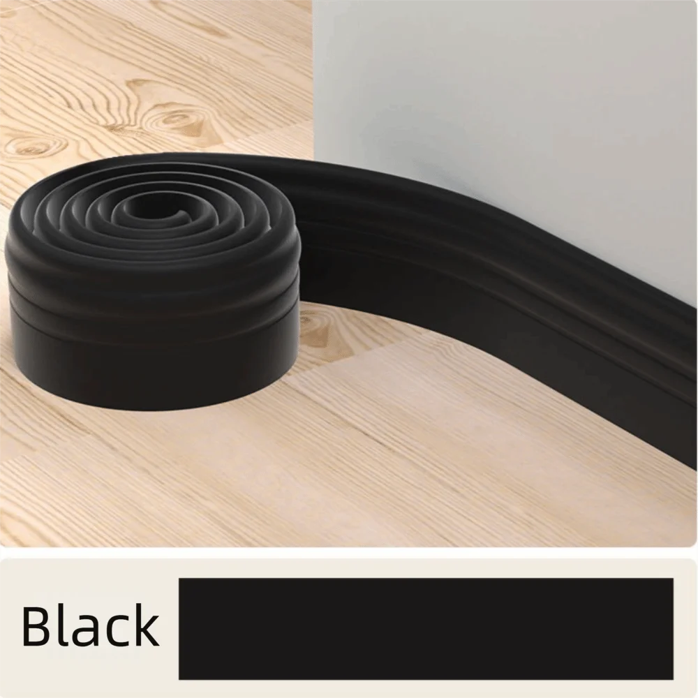1M/Roll 3D Self Adhesive Skirting Line Wall Sticker Thickened Anti-collision Decoration Strips Living Room Bedroom Corner Line Oasis Select Black- Width-12cm