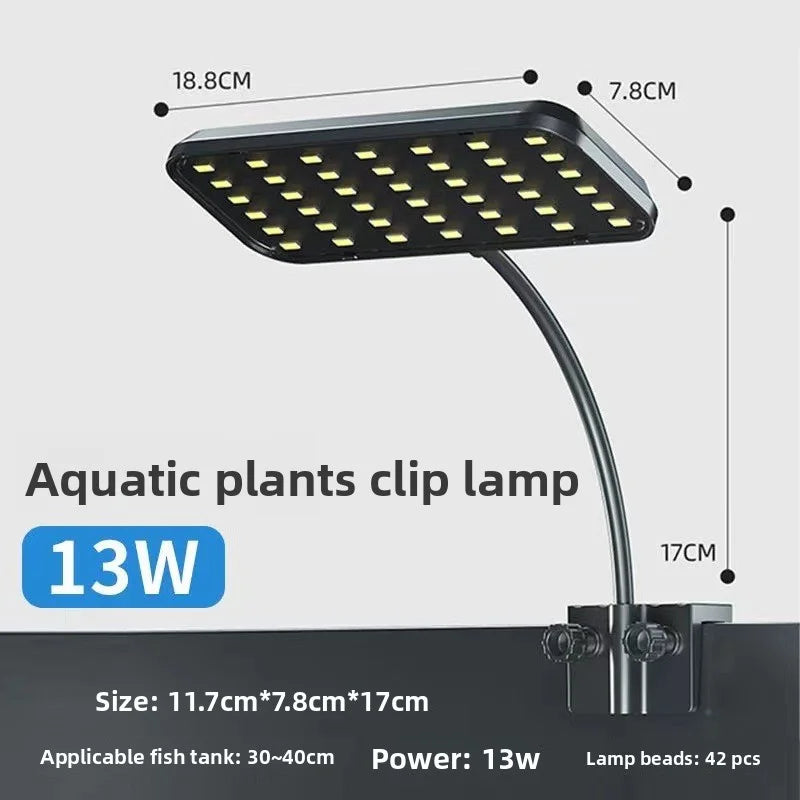 Fish Tank Aquatic Plant Lamp High Brightness Full Spectrum Aquatic Plant Lighting Black Clip Light Universal Adjustment Oasis Select 13W China Mainland