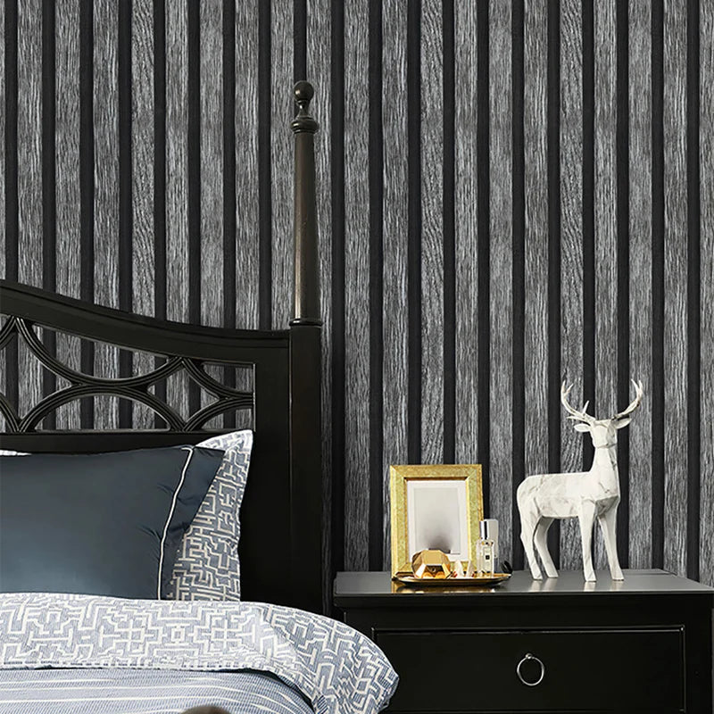 New Black and Gray Grille Imitation Wood Grain Self-adhesive Waterproof Wallpaper New Chinese Style Background Wall Wallpaper Oasis Select