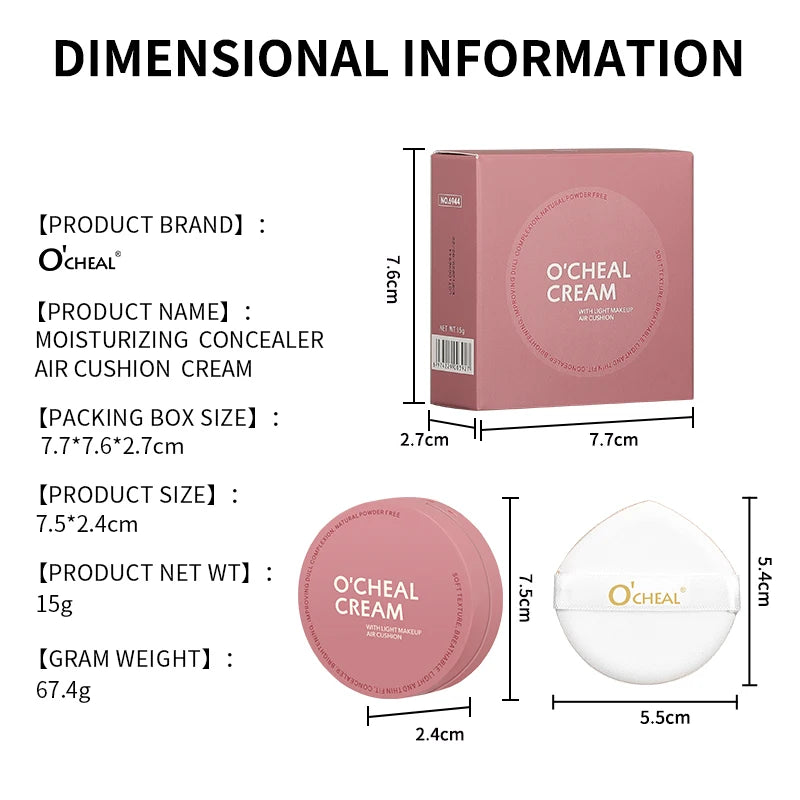 OCHEAL CC Cream Cushion Foundation Cream Long Lasting Moisturizing Concealer Foundation BB Cream For Face Makeup Concelear Oasis Select