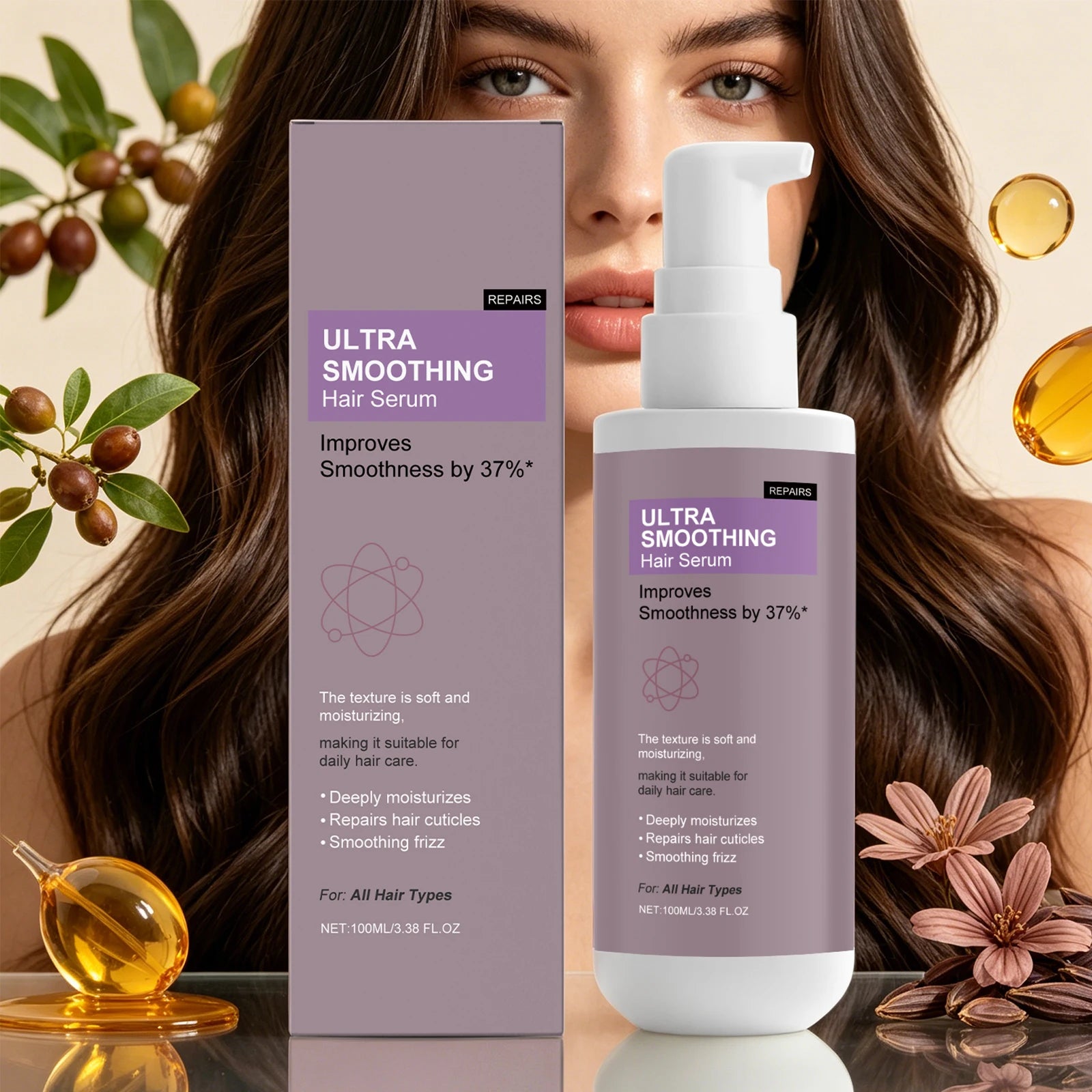 37% Smoothing Hair Serum for Dry & Frizzy Hair Anti-Frizz & Cuticle Repair Serum Prevent Hair Loss Reduce Breakage Hair Care Oasis Select