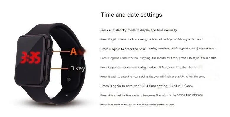Square LED Digital Sport Watch for Men & Women – Silicone Band LED Digital Watch Oasis Select
