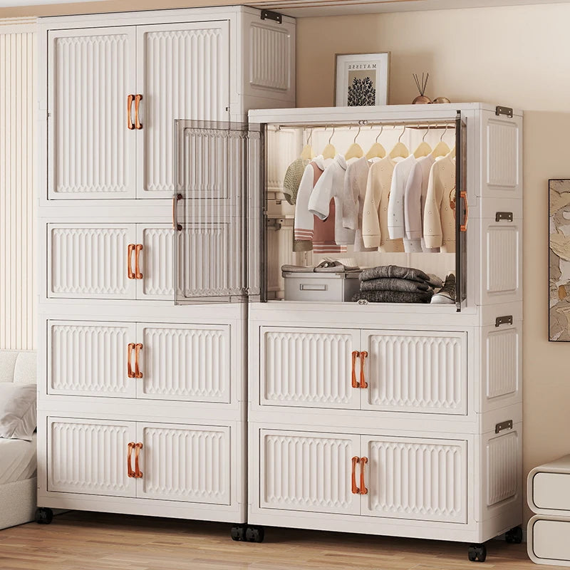 80cm Foldable Double-Door Wardrobe-No Assembly Portable Closet, Large Capacity Storage for Bedroom/Living Room (Clothes/Quilts) Oasis Select